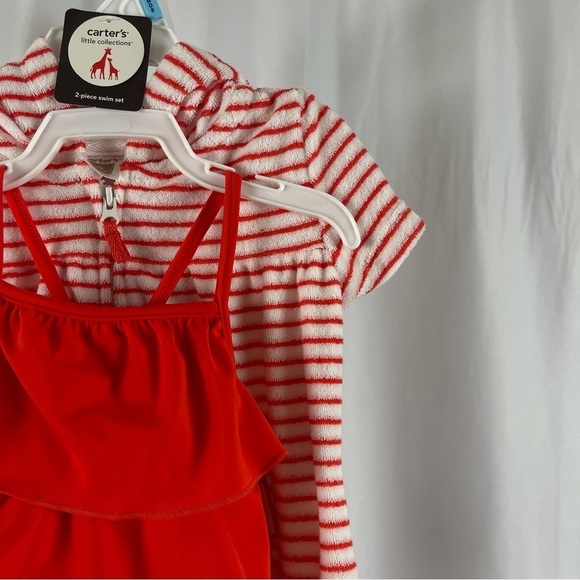 NEW Carter's 6 Months One Piece Swimsuit Bundle Towel Robe Swim Cover Ruffle - Picture 9 of 9